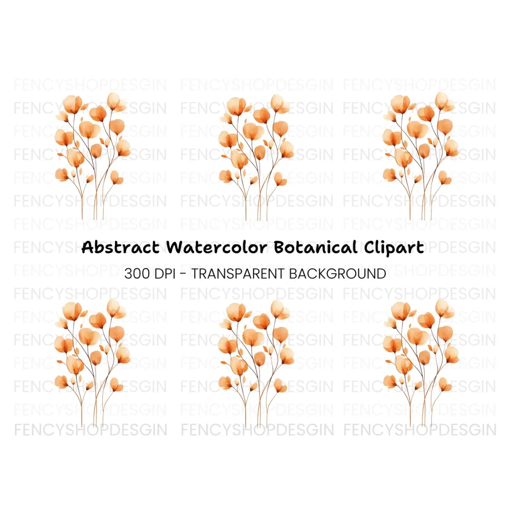 Orange Floral Clipart Bundle
