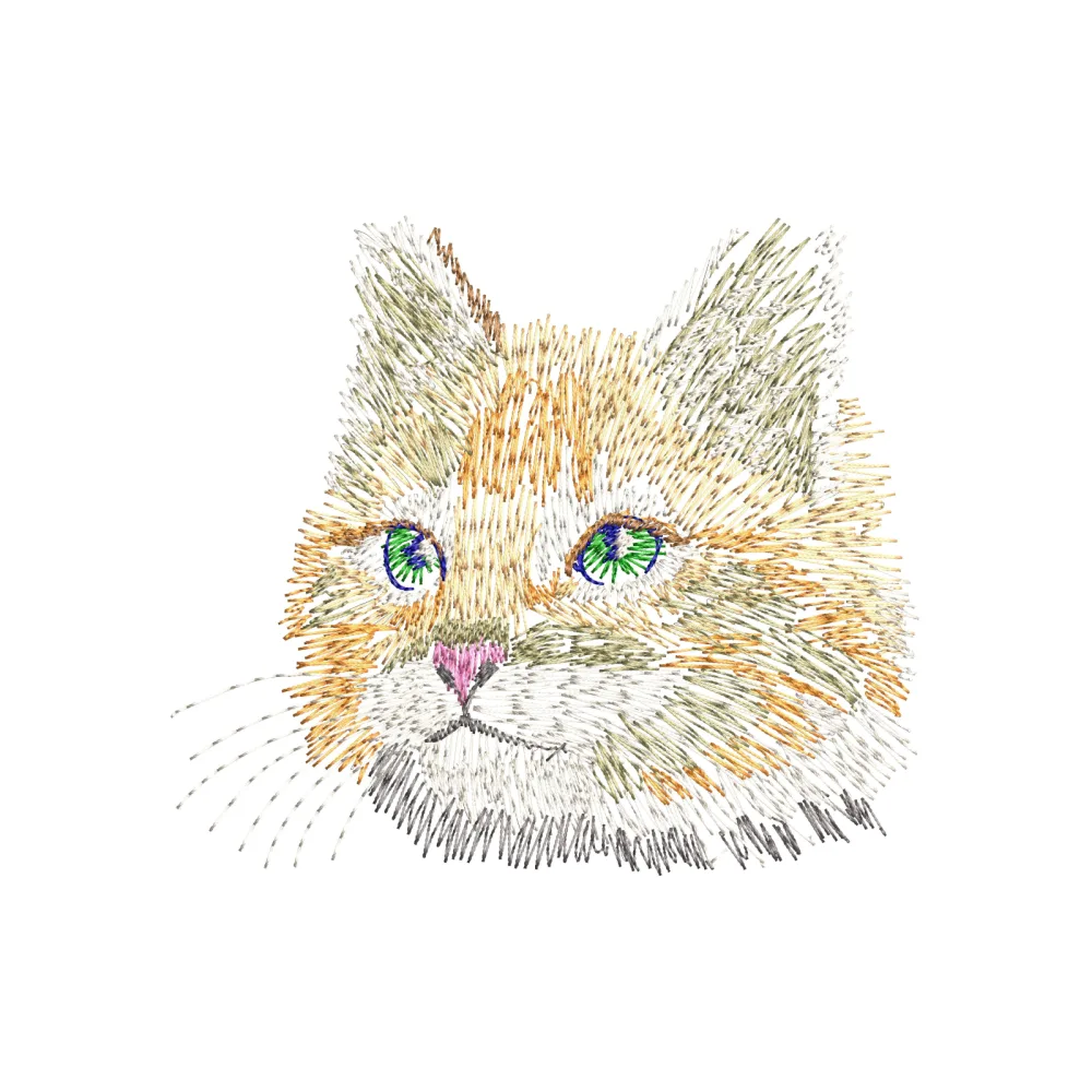 Cat Head Embroidery Design