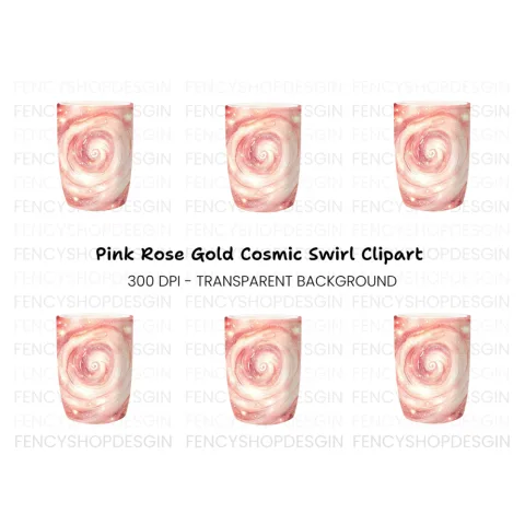 Rose Gold Galaxy Swirl Clipart Bundle