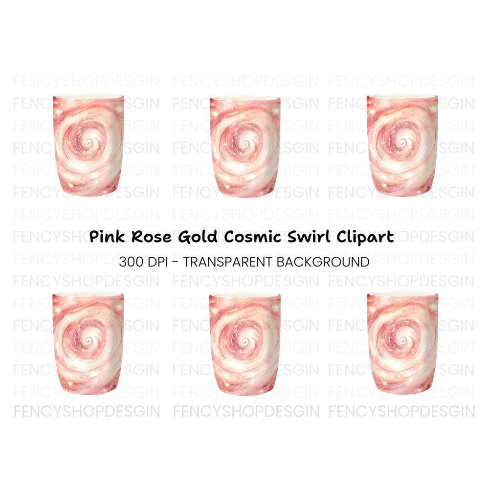 Rose Gold Galaxy Swirl Clipart Bundle