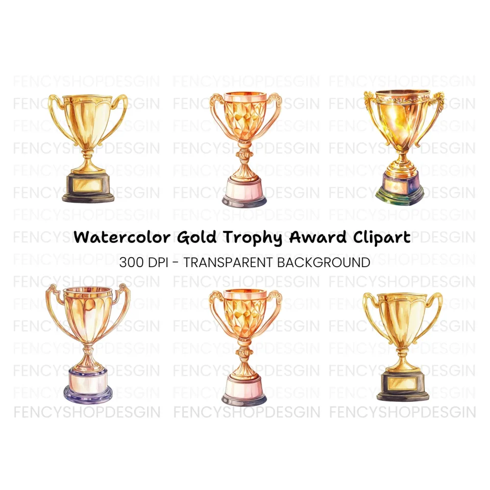 Golden Trophy Clipart Bundle