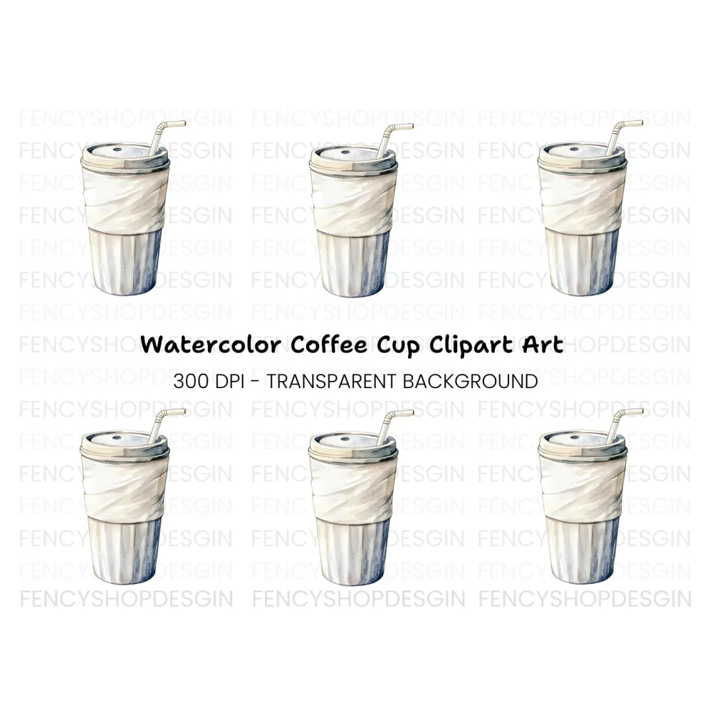 Coffee Cup with Straw Clipart Bundle
