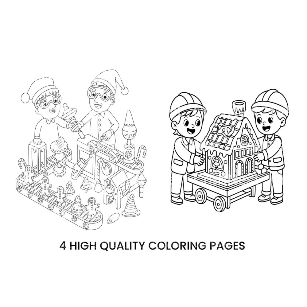 Gingerbread House Toy Factory Scene Coloring Books
