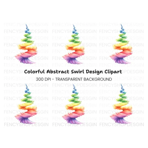 Spiral Rainbow Feather Tower Clipart Bundle