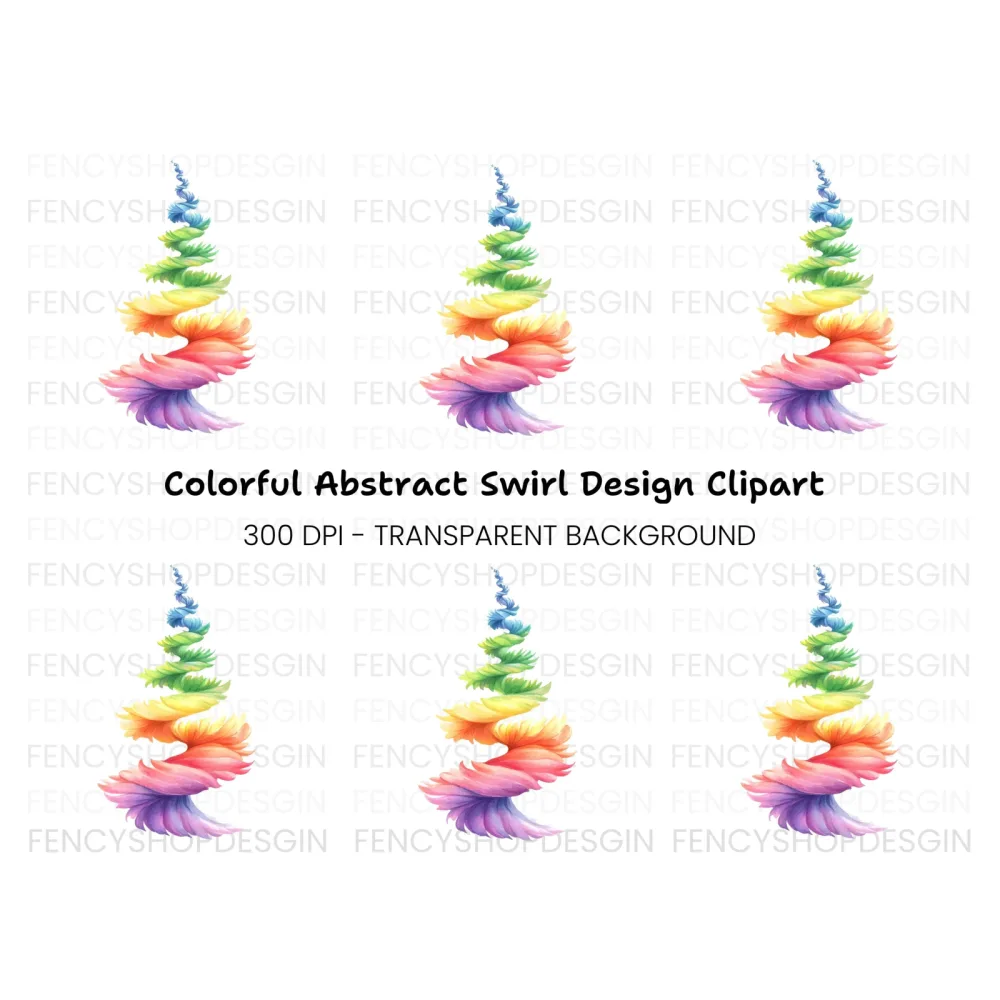 Spiral Rainbow Feather Tower Clipart Bundle