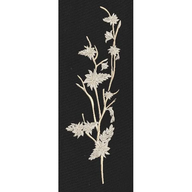 Floral Branch Beige & Black Embroidery Design