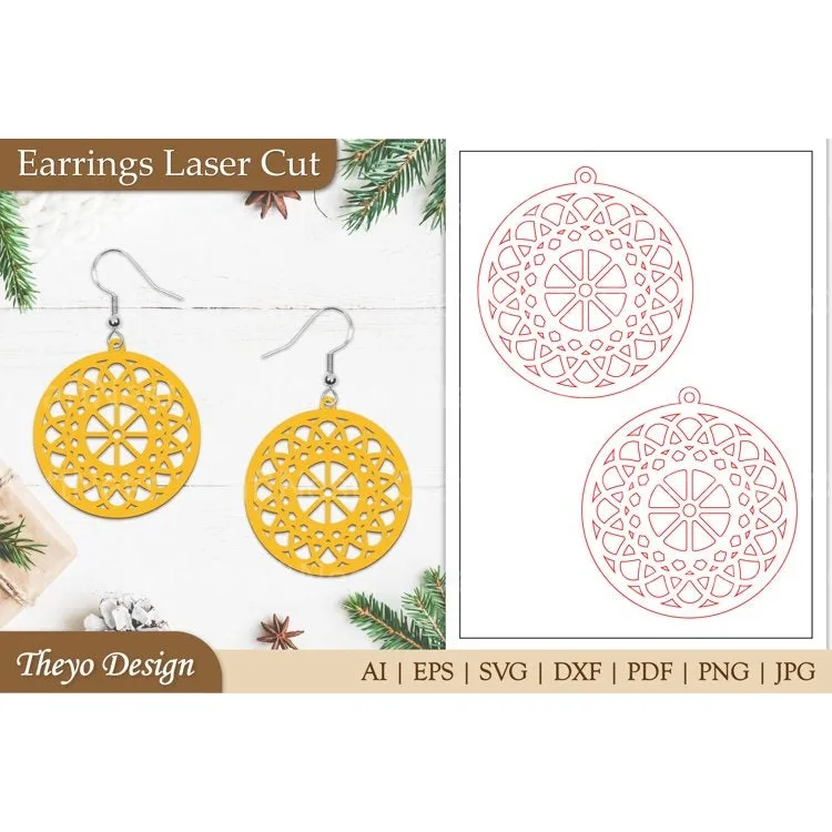 Earrings Lasercut Mandala SVG Bundle
