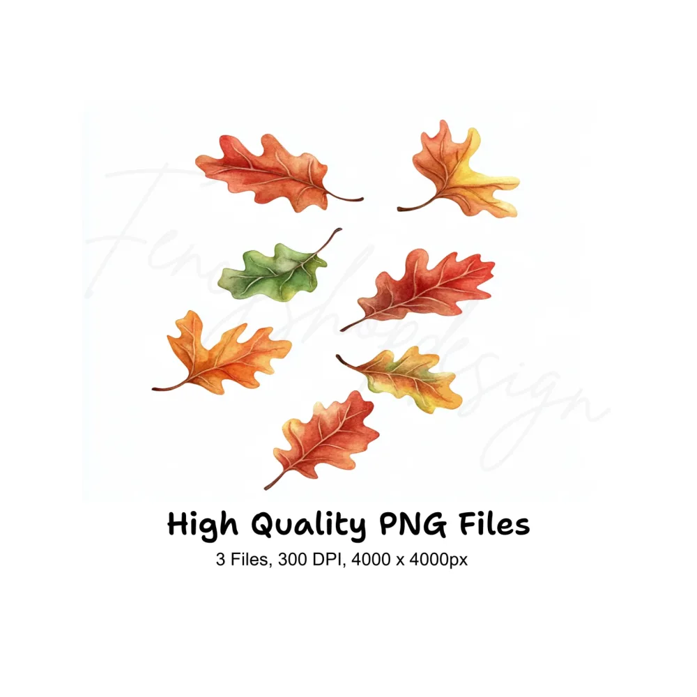 Autumn Oak Leaves Clipart Bundle