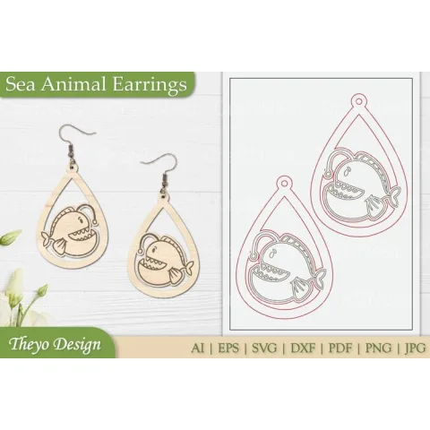 Sea Animal Earrings SVG Bundle