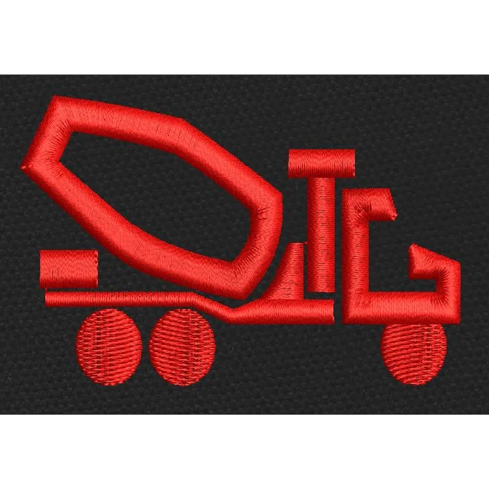 Concrete Mixer Red Embroidery Design