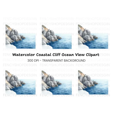 Cliff and Ocean Landscape Clipart Bundle