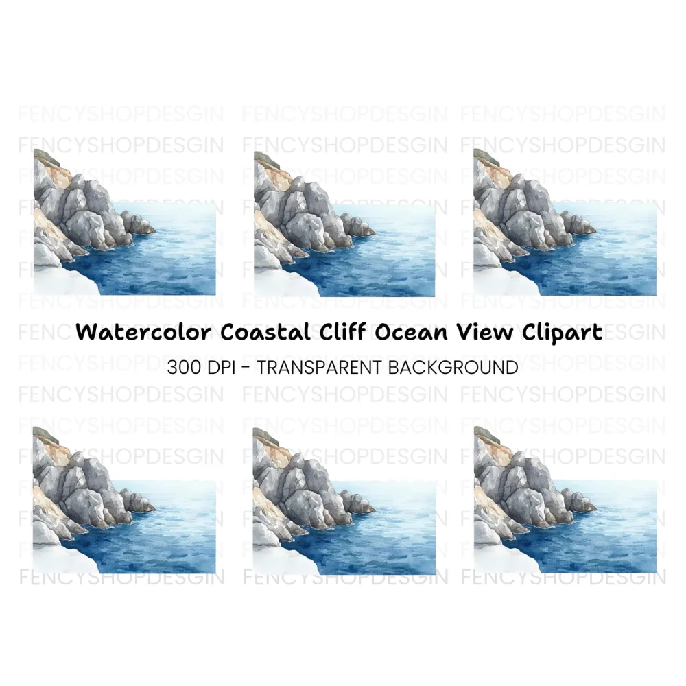 Cliff and Ocean Landscape Clipart Bundle