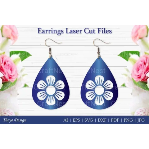 Laser Cut Flower Earrings SVG Bundle