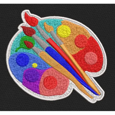 Painter Palette Colorful Art Supplies Embroidery Design