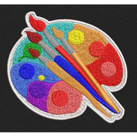 Painter Palette Colorful Art Supplies Embroidery Design