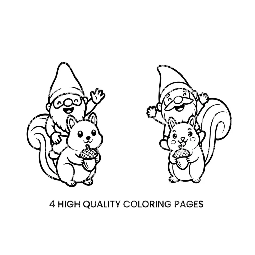 Gnome and Squirrel Friends Coloring Books