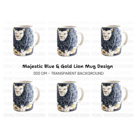 Blue Mane Lion Illustration Clipart Bundle