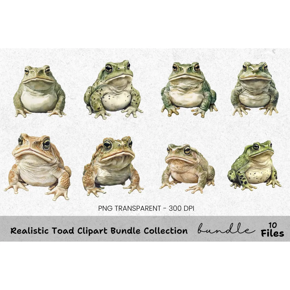 Realistic Toad Clipart Bundle