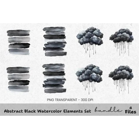 Abstract Black Elements Clipart Bundle