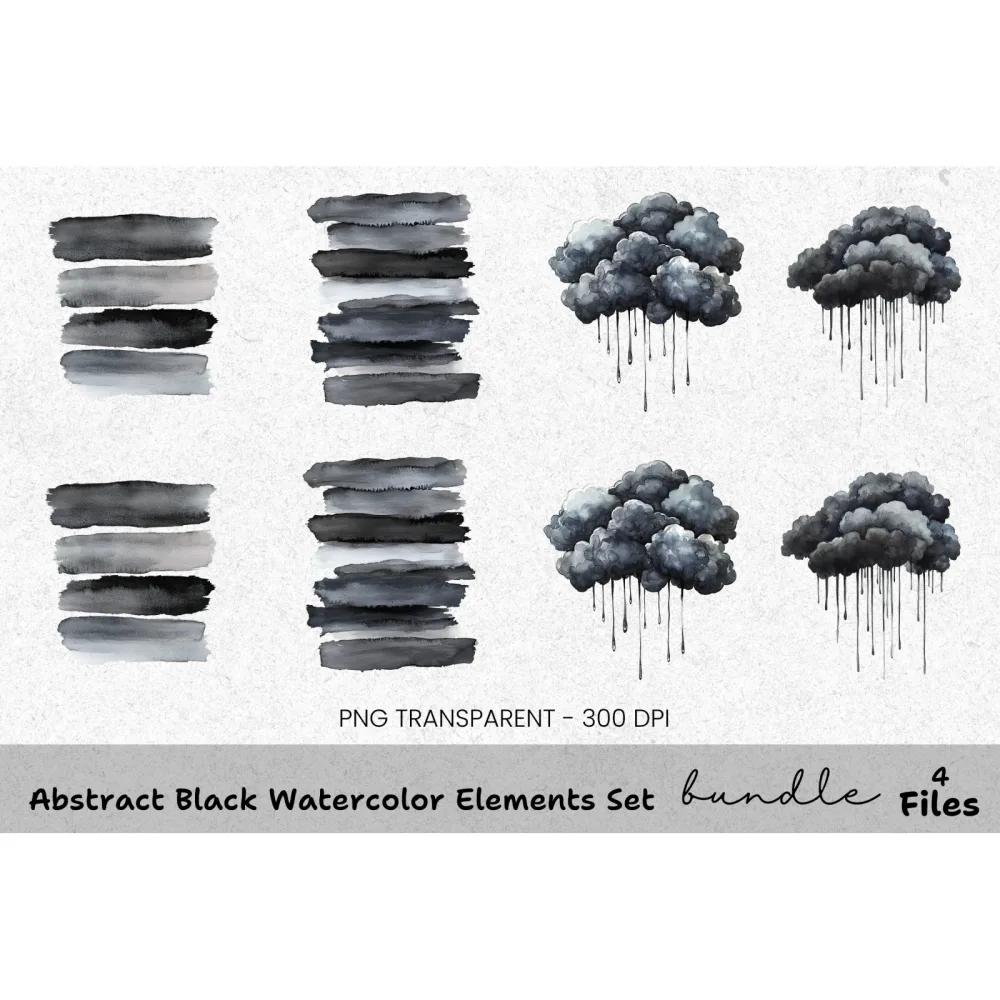 Abstract Black Elements Clipart Bundle