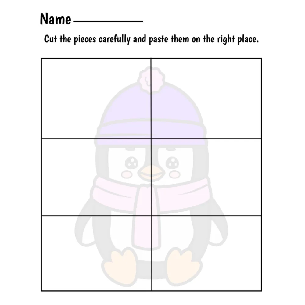 Winter Fine Motor Puzzles Cut and Paste Activities