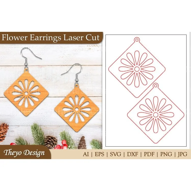 Lasercut Flower Earrings SVG Bundle