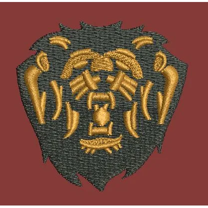 Regal Lion Shield Emblem Embroidery Design
