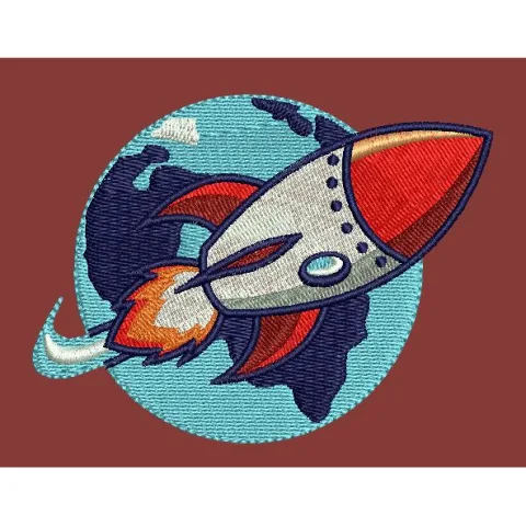 Rocket Fire Embroidery Design