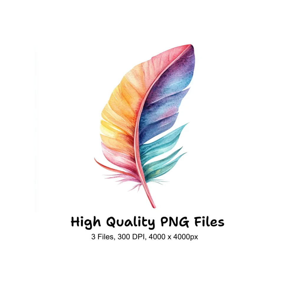 Vibrant Feather Clipart Bundle