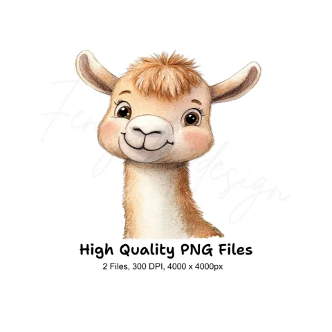 Cute Llama Faces Clipart Bundle