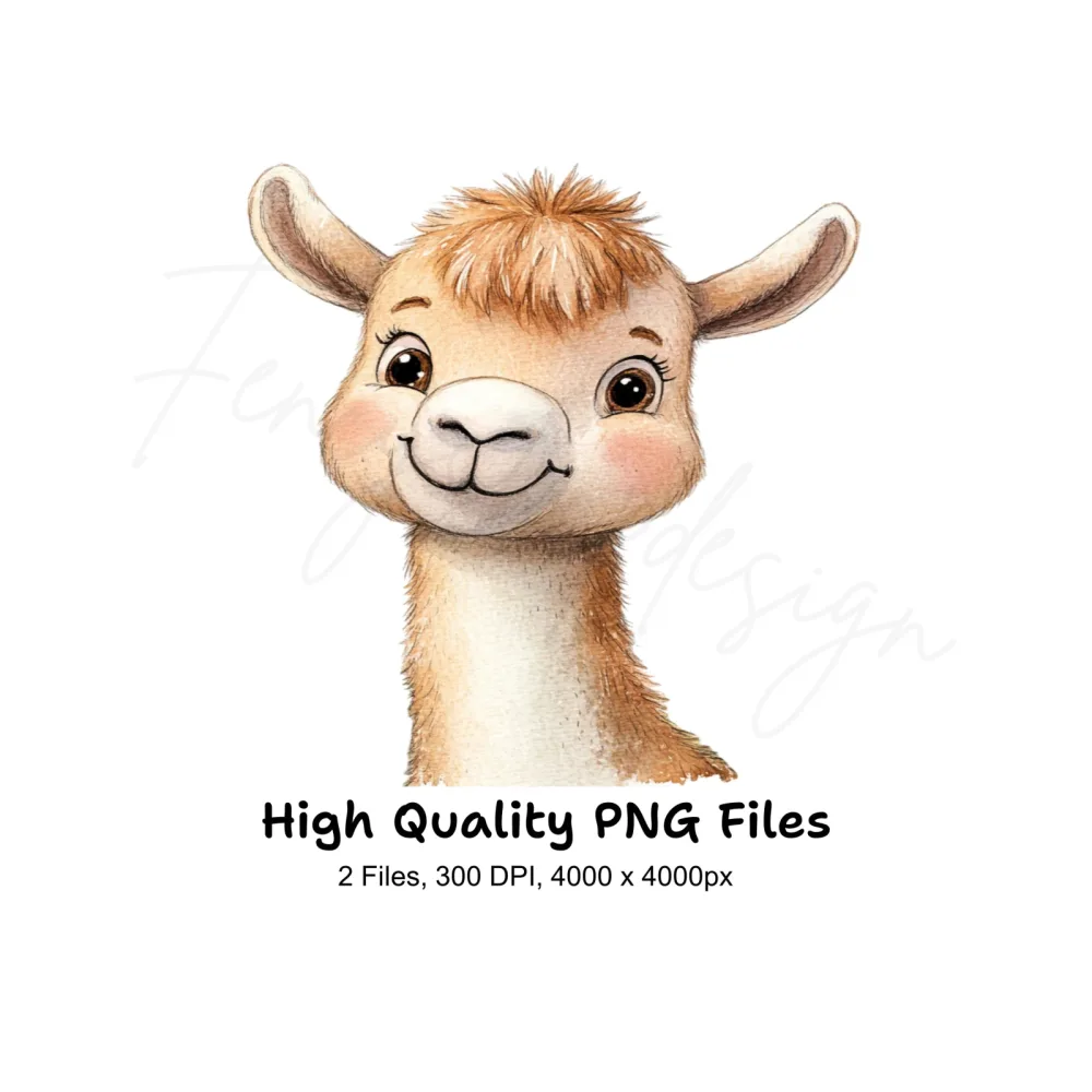 Cute Llama Faces Clipart Bundle