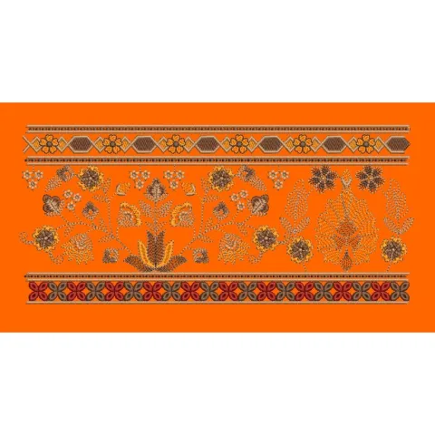 Scrolling Vine Bouquet Border Embroidery Design