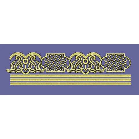 Geometric Lattice Gold Border Embroidery Design