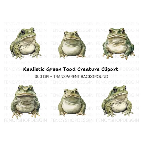 Green Toad Clipart Bundle