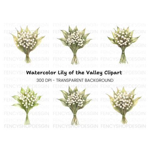 Lily of the Valley Bouquets Clipart Bundle