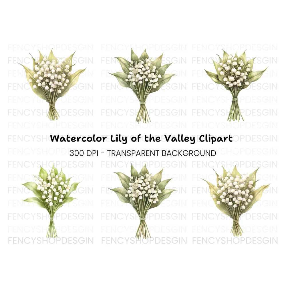 Lily of the Valley Bouquets Clipart Bundle