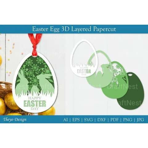 Easter Egg Layered Papercut SVG Bundle