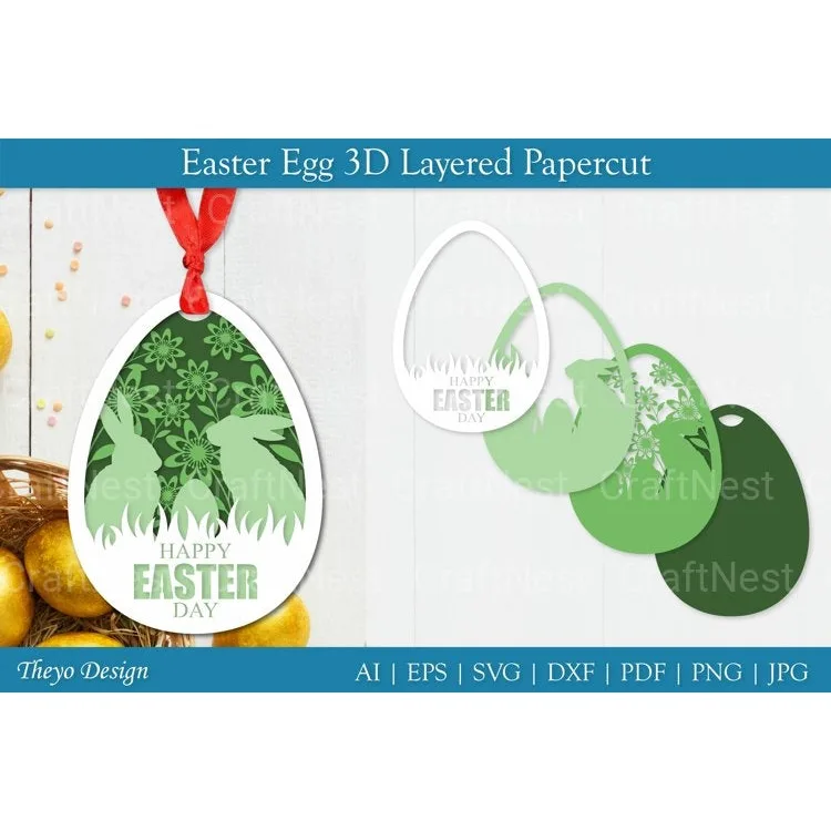 Easter Egg Layered Papercut SVG Bundle