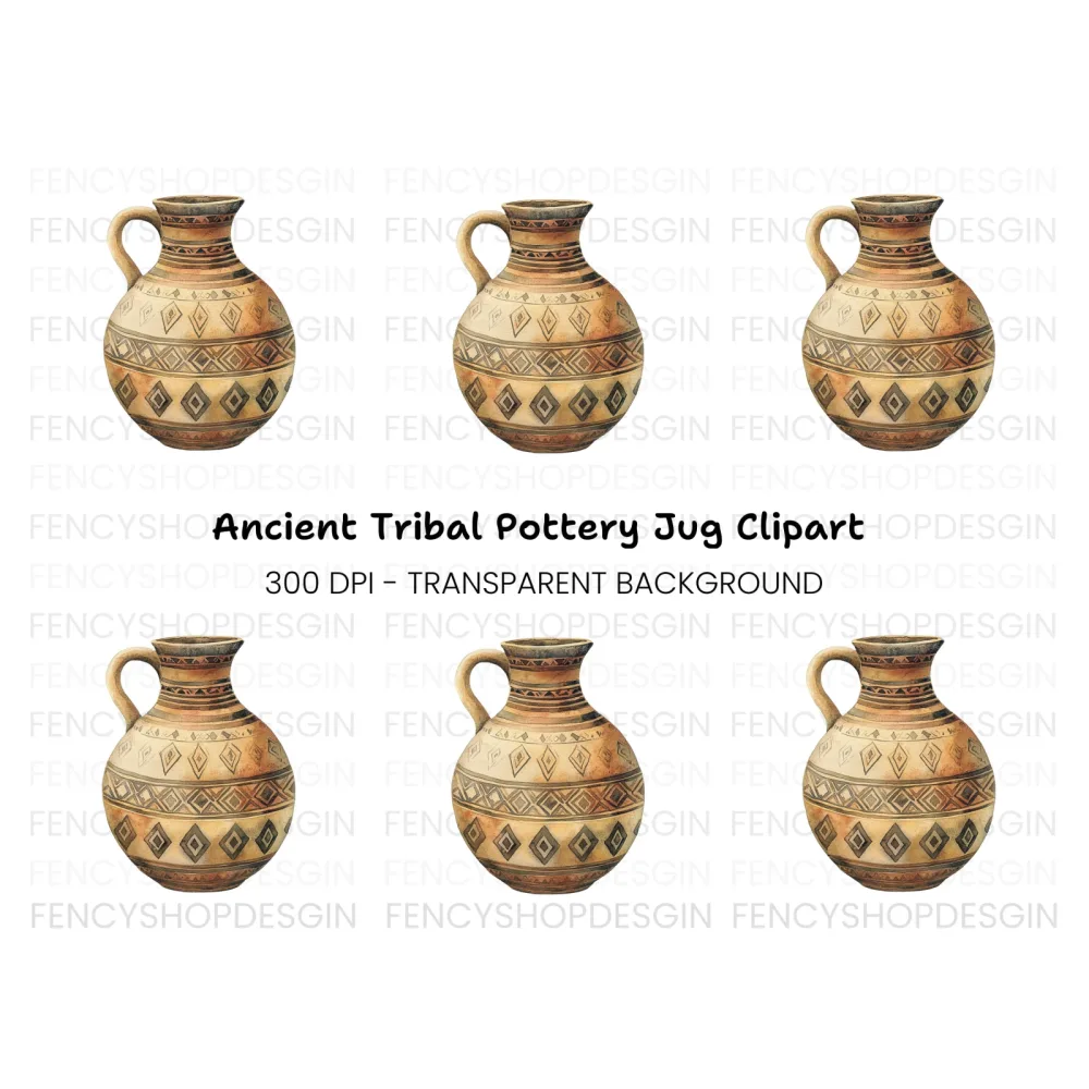 Tribal Patterned Earthenware Jug Clipart Bundle