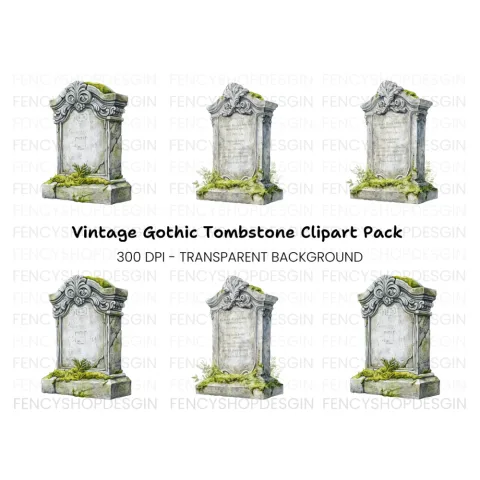 Vintage Gravestones Clipart Bundle