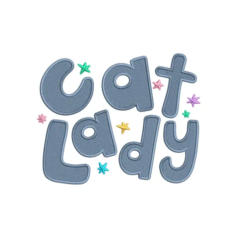 Cat Lady Embroidery Design