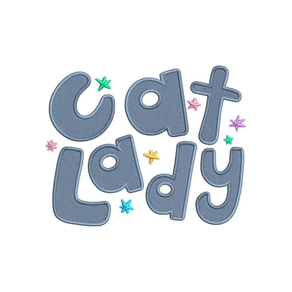 Cat Lady Embroidery Design