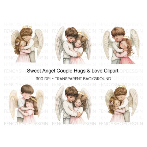 Sweet Angel Hugs Clipart Bundle