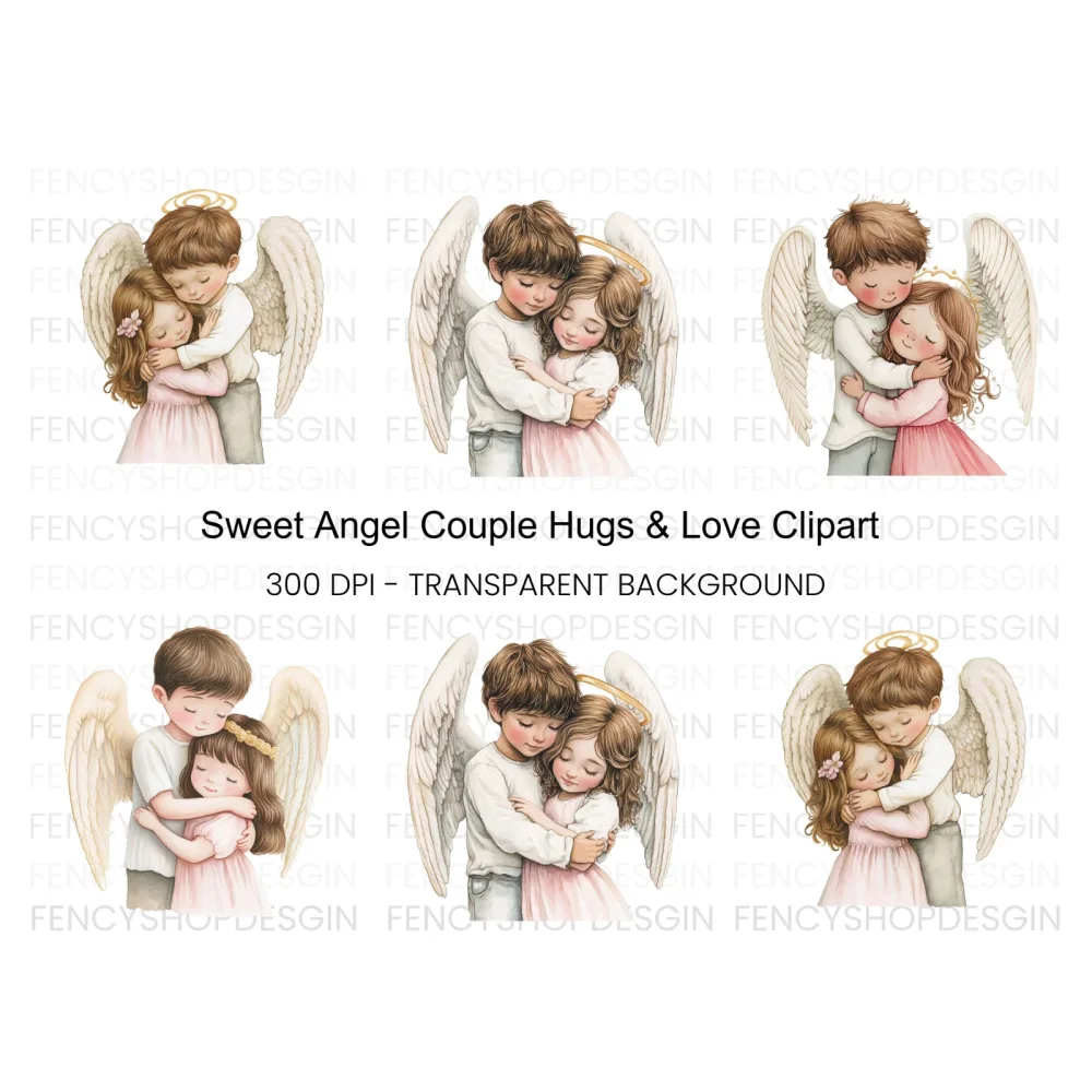 Sweet Angel Hugs Clipart Bundle