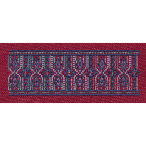 Floral Border Navy Blue With Red Embroidery Design