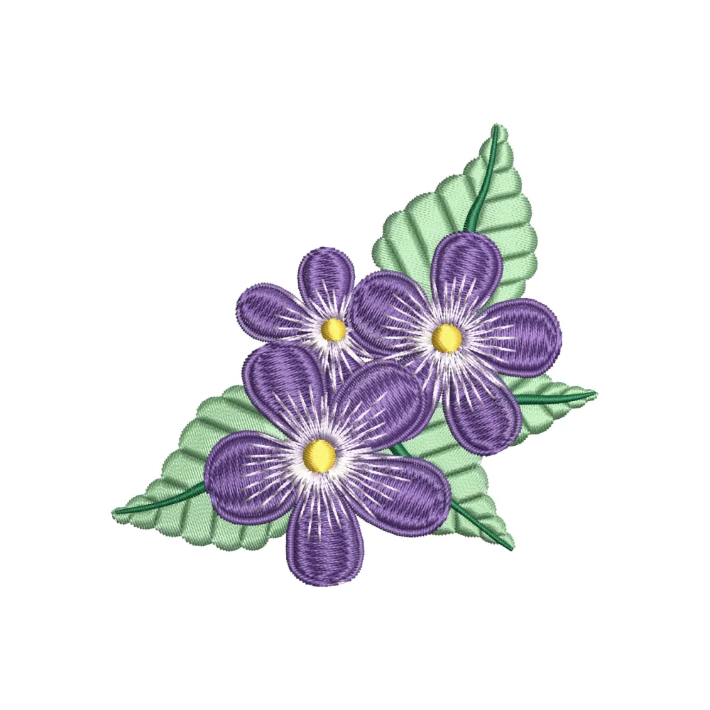 Blue Flower Embroidery Design