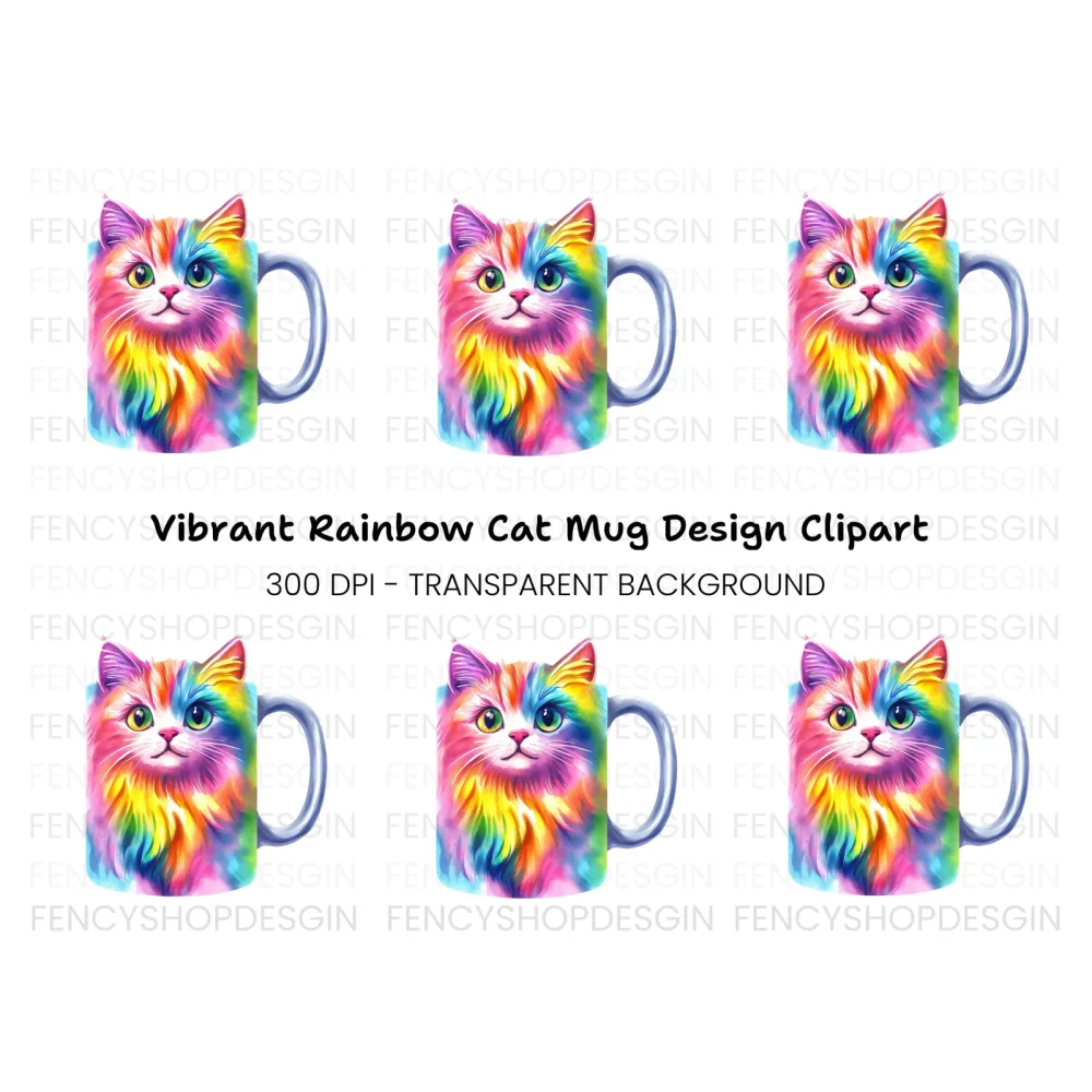 Vibrant Rainbow Cat Clipart Bundle