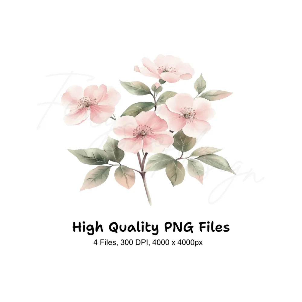 Soft Pink Floral Clipart Bundle