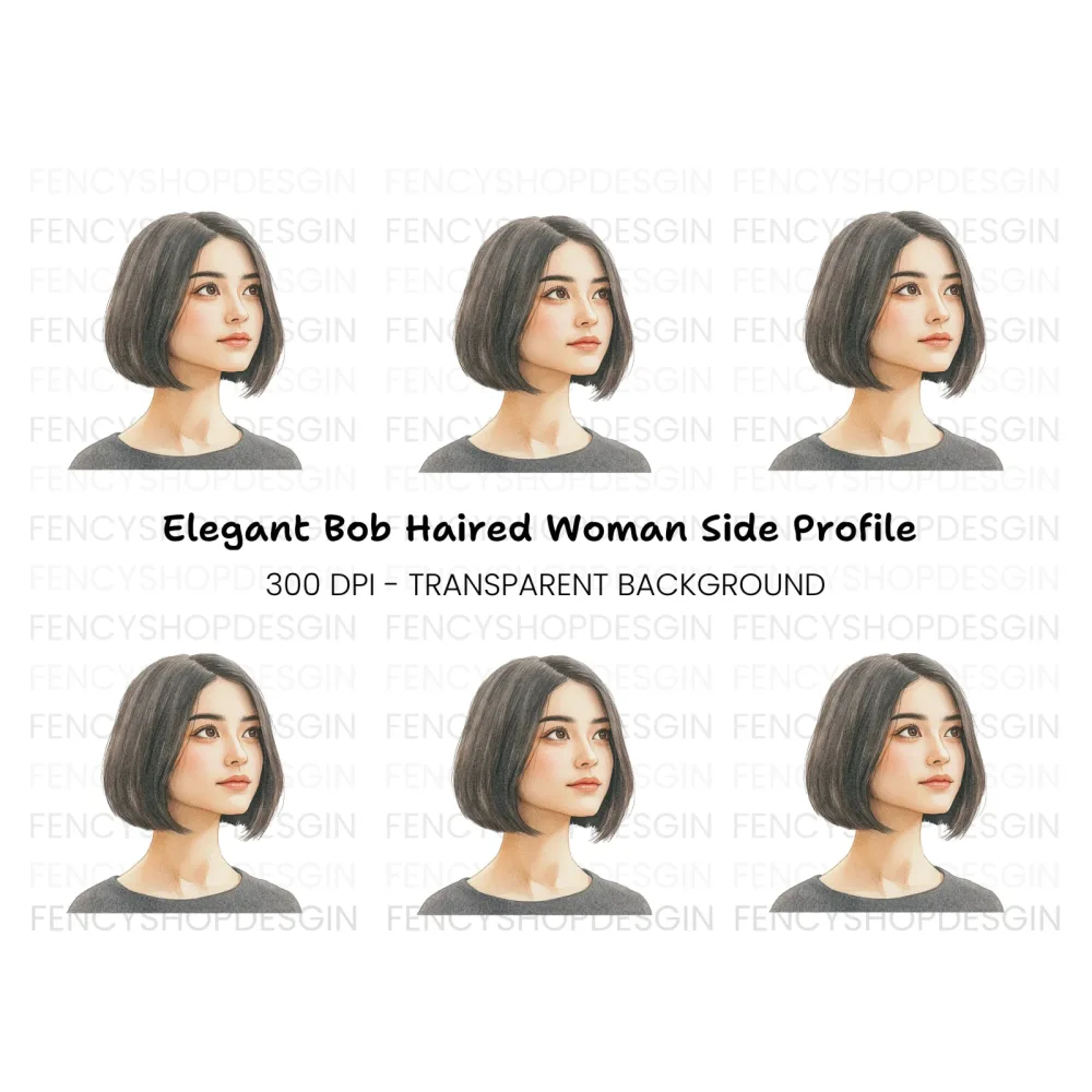 Dreamy Bob Hairstyle Girl Clipart Bundle