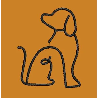 Minimalist Sitting Canine Outline Embroidery Design
